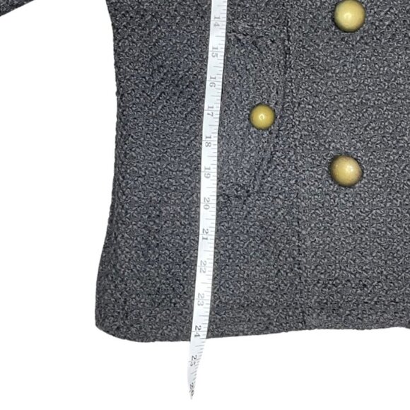 Boy Meets Girl Black Blue Lined Wool Blend Tweed Jacket Gold Button Pockets XL - Picture 5 of 6